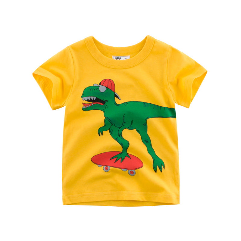 Children's short-sleeved T-shirt dinosaur pattern