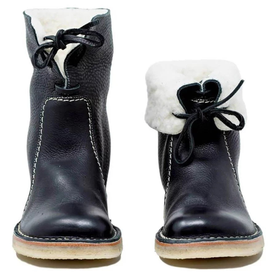 Comfortable flat bottom calf length boots