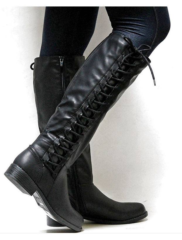 Laced knee high boots