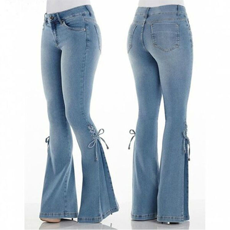 Ladies mid-waisted stretch jeans