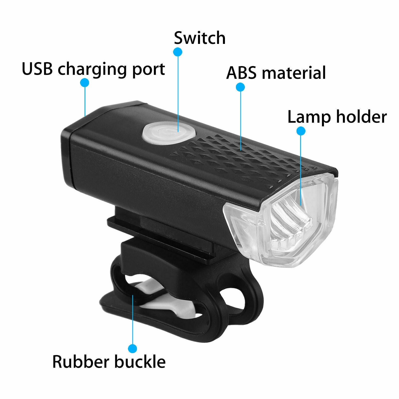 USB Rechargeable LED Bicycle Headlight Bike Head Light Front Rear Lamp Cycling