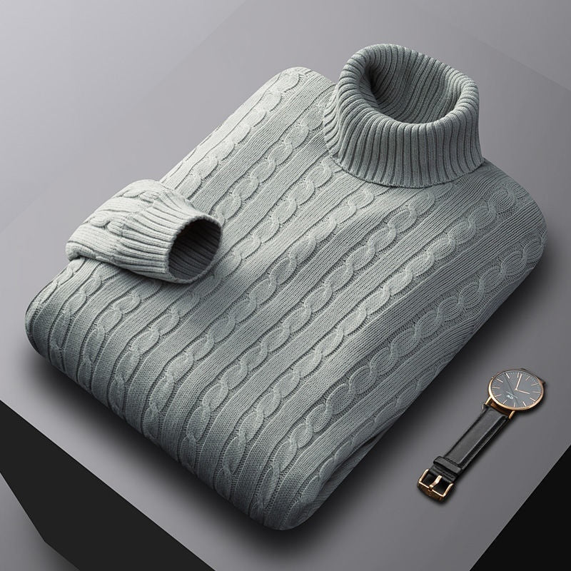 Fleece-lined Thick Lazy Thermal Thread Turtleneck Sweater