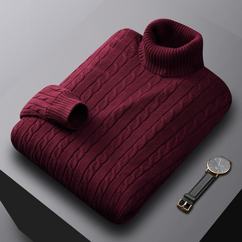 Fleece-lined Thick Lazy Thermal Thread Turtleneck Sweater