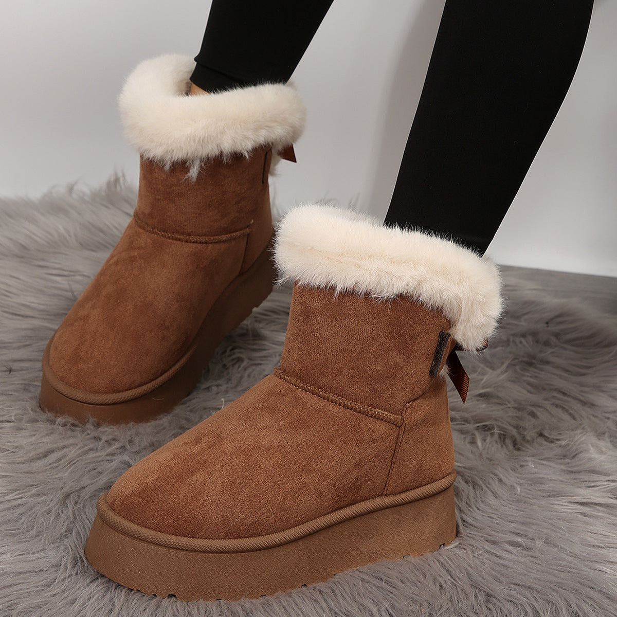 Furry Chunky Platform Above the Ankle Boots
