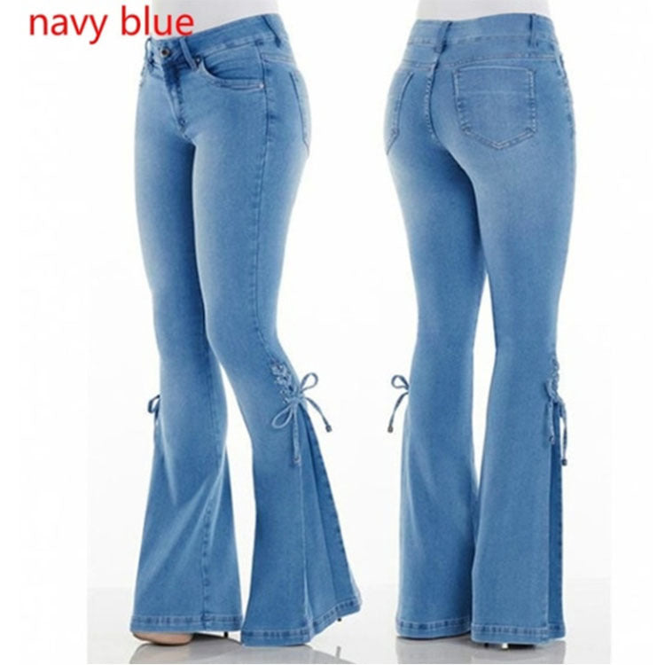 Ladies mid-waisted stretch jeans