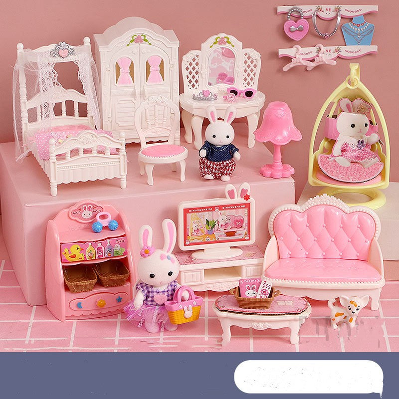 Bunny Bedroom Kitchen Girl Doll Cake Play House Children's Toys