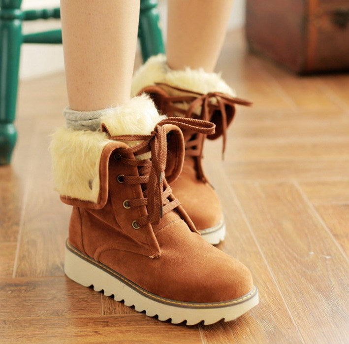 Frosted fur boots snow boots Lace Up Boots