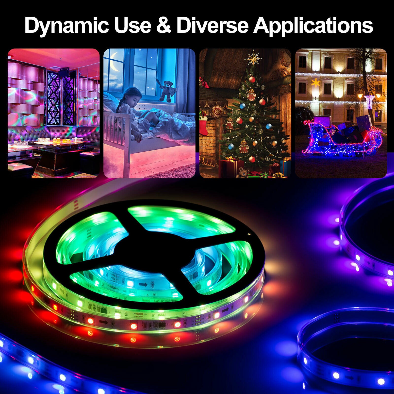 RGB Flexible 16.4FT  300LED Strip Light SMD Remote Fairy Lights Room TV Party Bar  LED Strip Light Remote Fairy Light Room Party Waterproof