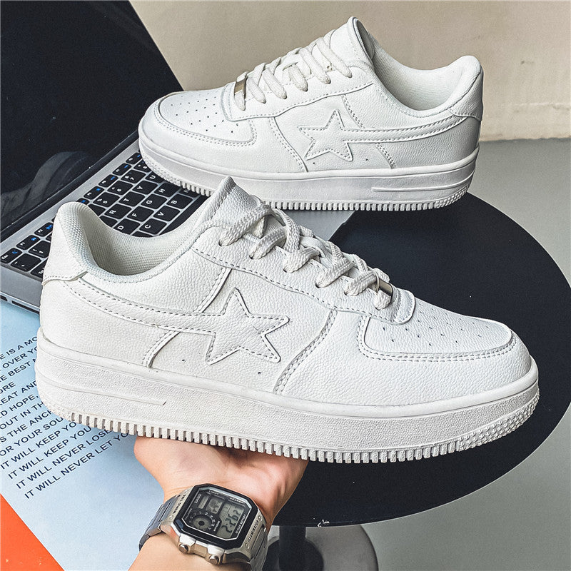 Thick Soled White Casual Sneakers For Men