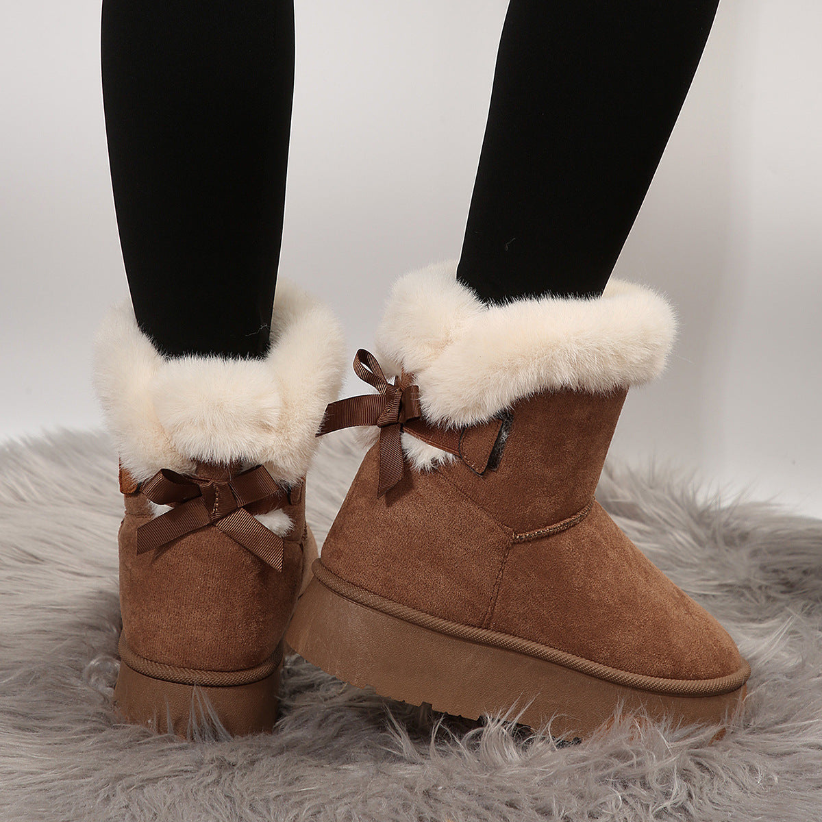 Furry Chunky Platform Above the Ankle Boots