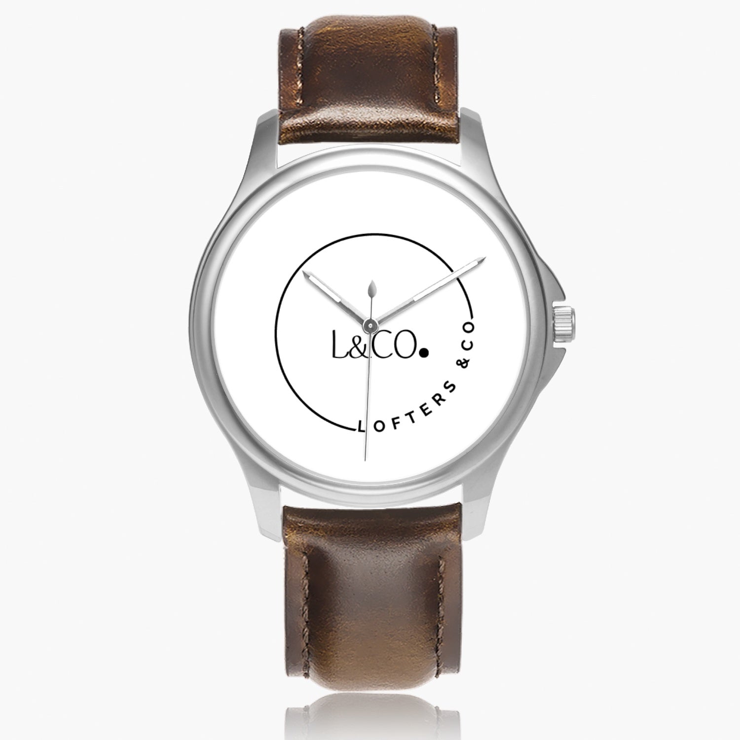 Stylish Classic Leather Strap Quartz Watch (Silver)