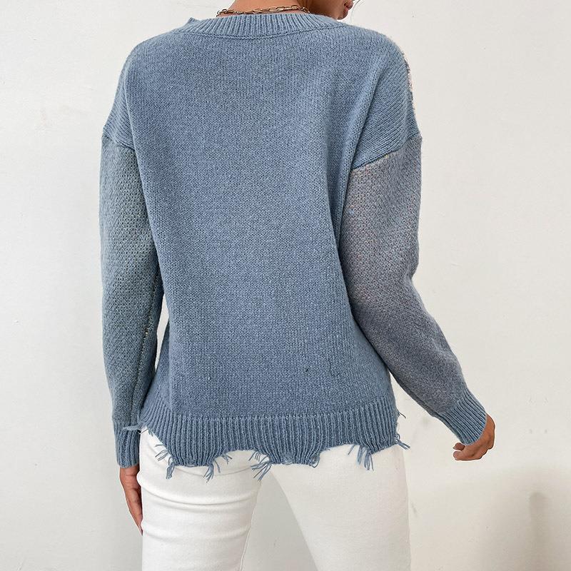 Blue Flower Knitted Sweater